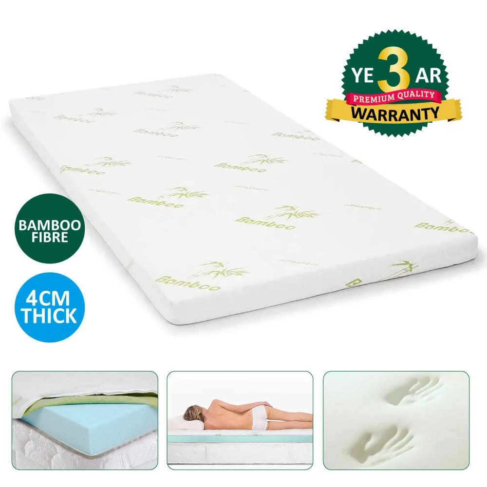 4cm Memory Foam Mattress Topper | with Bamboo Cover | Double