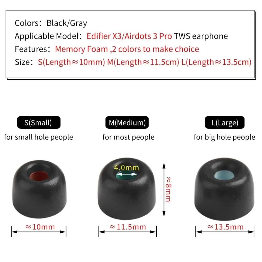 4pcs Anti-drop Noise Reduction Memory Foam Ear Tips for Edifier X3 Tws Earphones