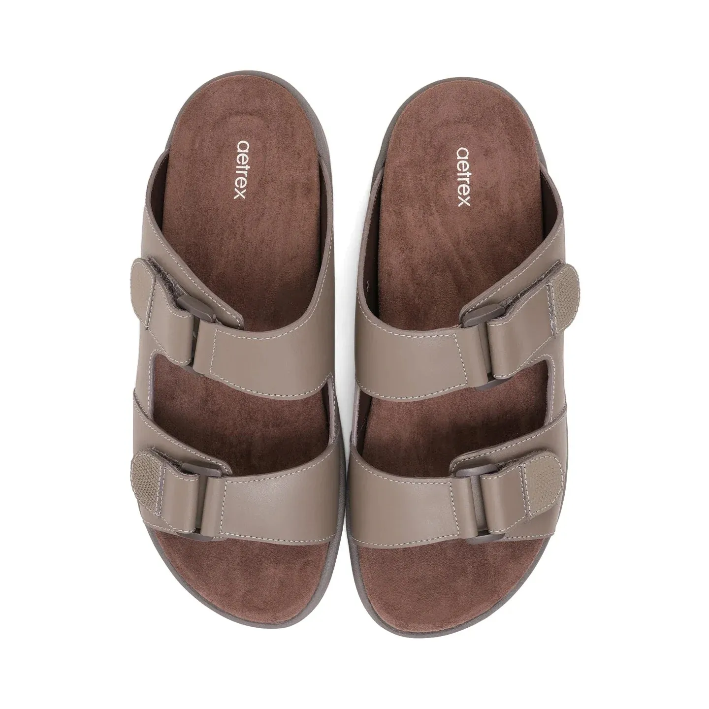 Aetrex Premium Comfort Suede Foot Bed Arabic Sandals Stone
