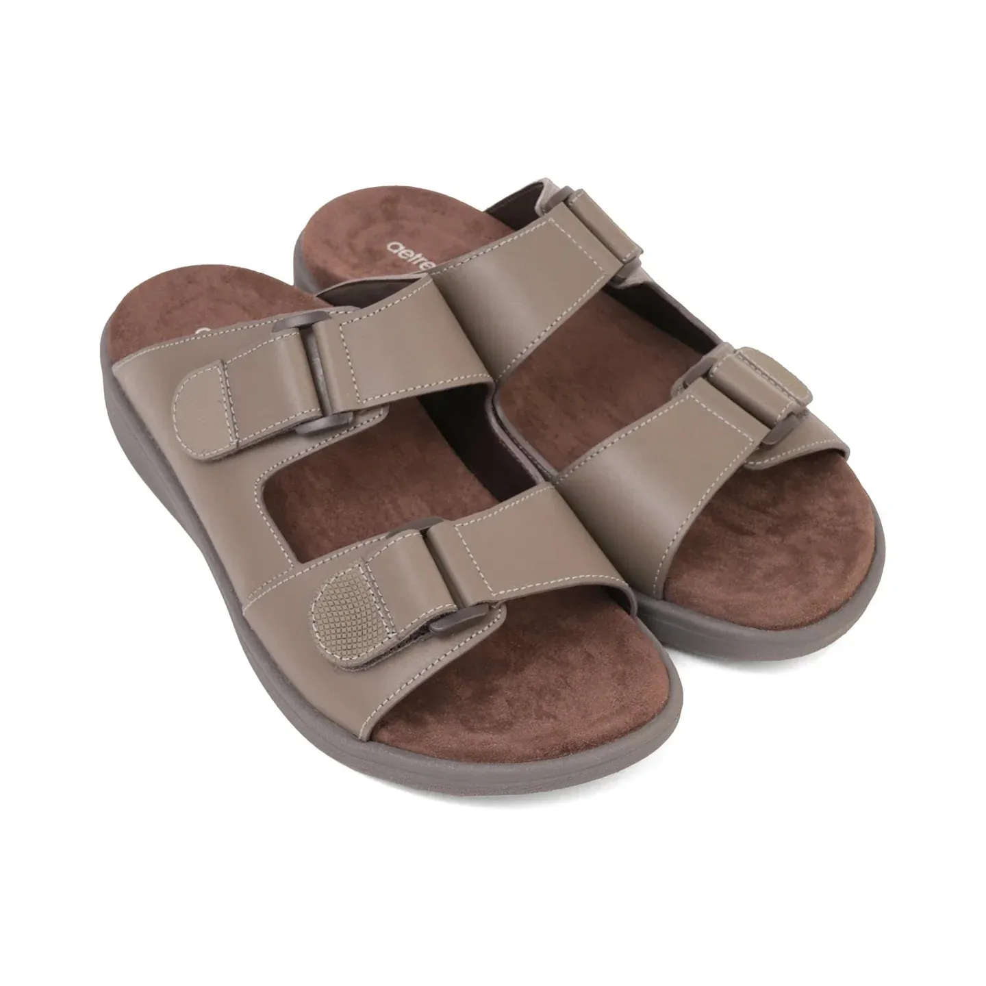 Aetrex Premium Comfort Suede Foot Bed Arabic Sandals Stone