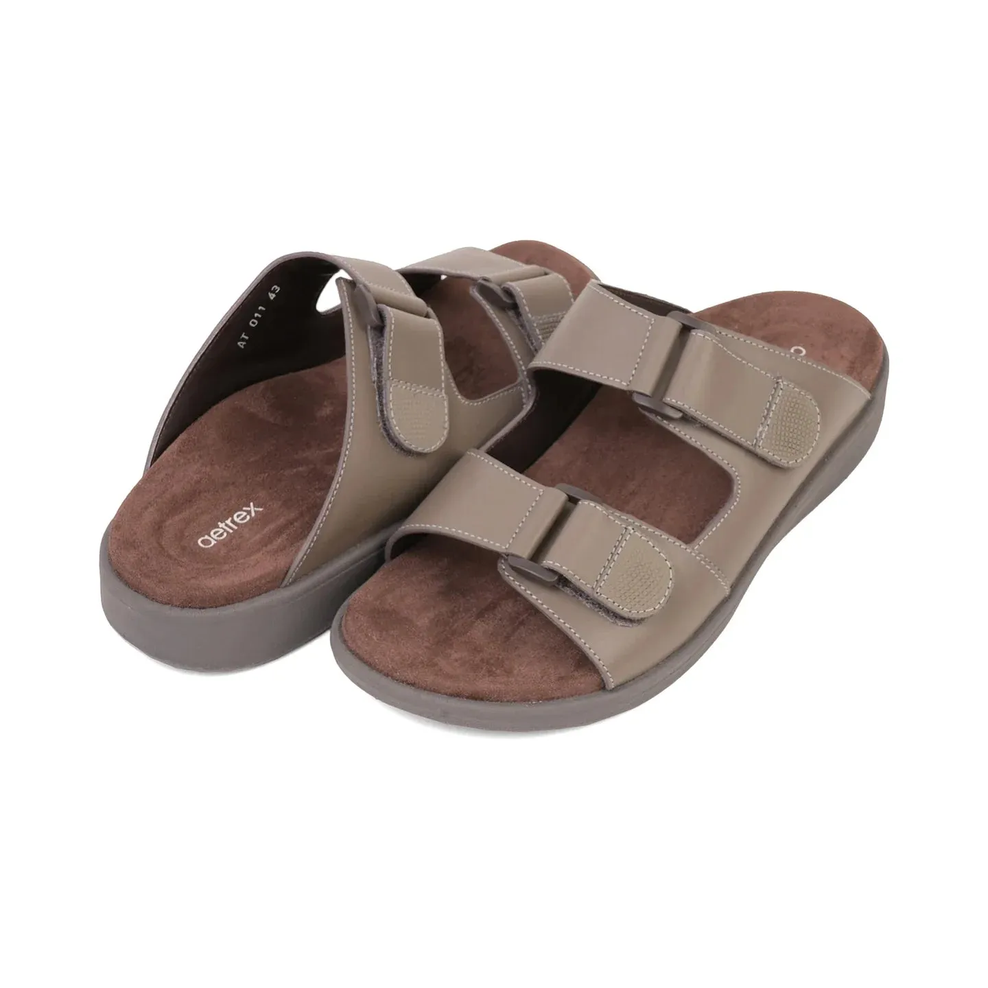 Aetrex Premium Comfort Suede Foot Bed Arabic Sandals Stone