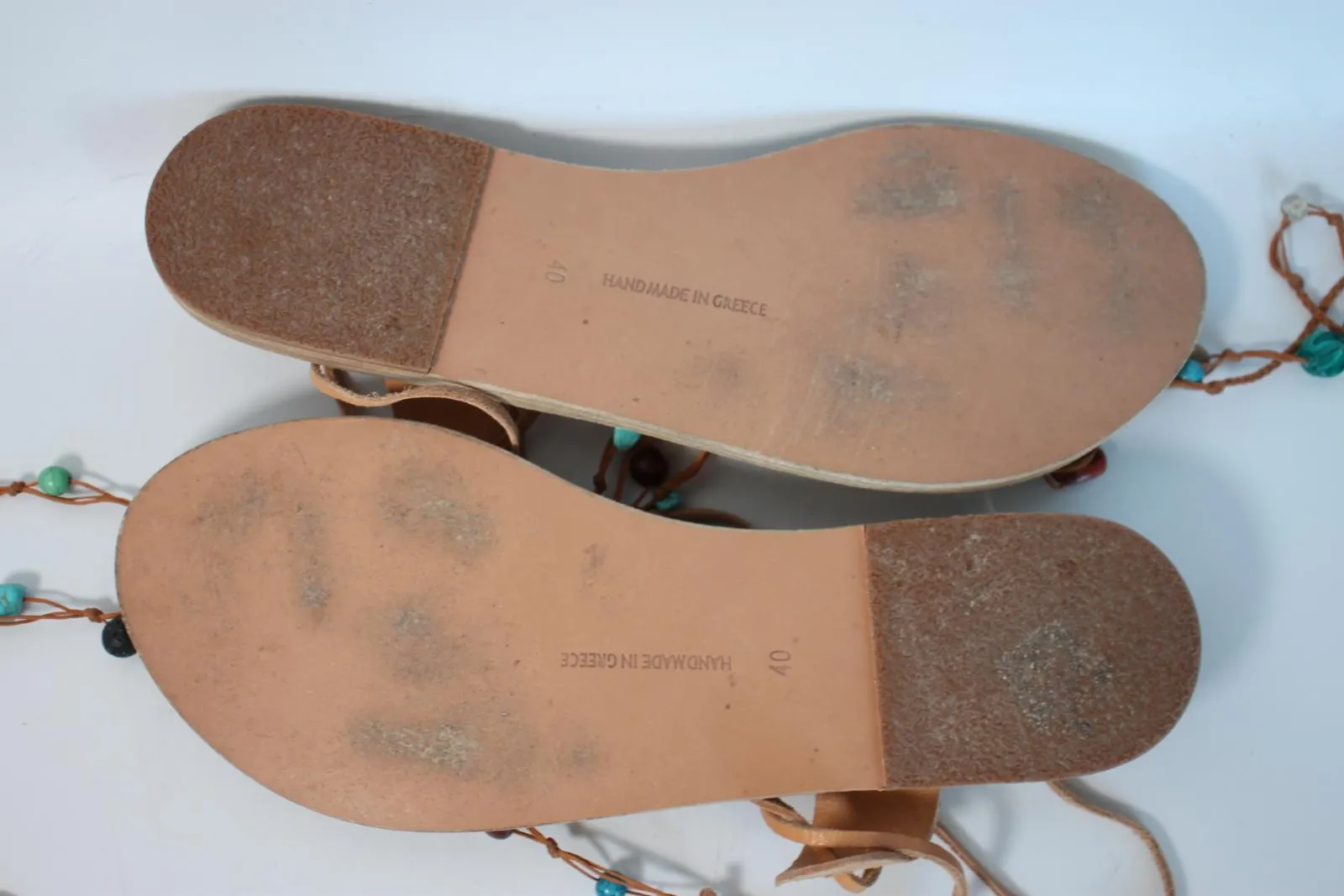ANCIENT GREEK SANDALS Ladies Multicolour Leather Bead Ankle Strap Sandals UK7