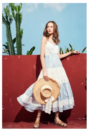 ARTKA SLIP MAXI DRESS WITH LACE RUFFLE DETAIL