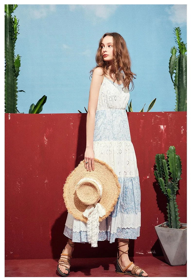 ARTKA SLIP MAXI DRESS WITH LACE RUFFLE DETAIL