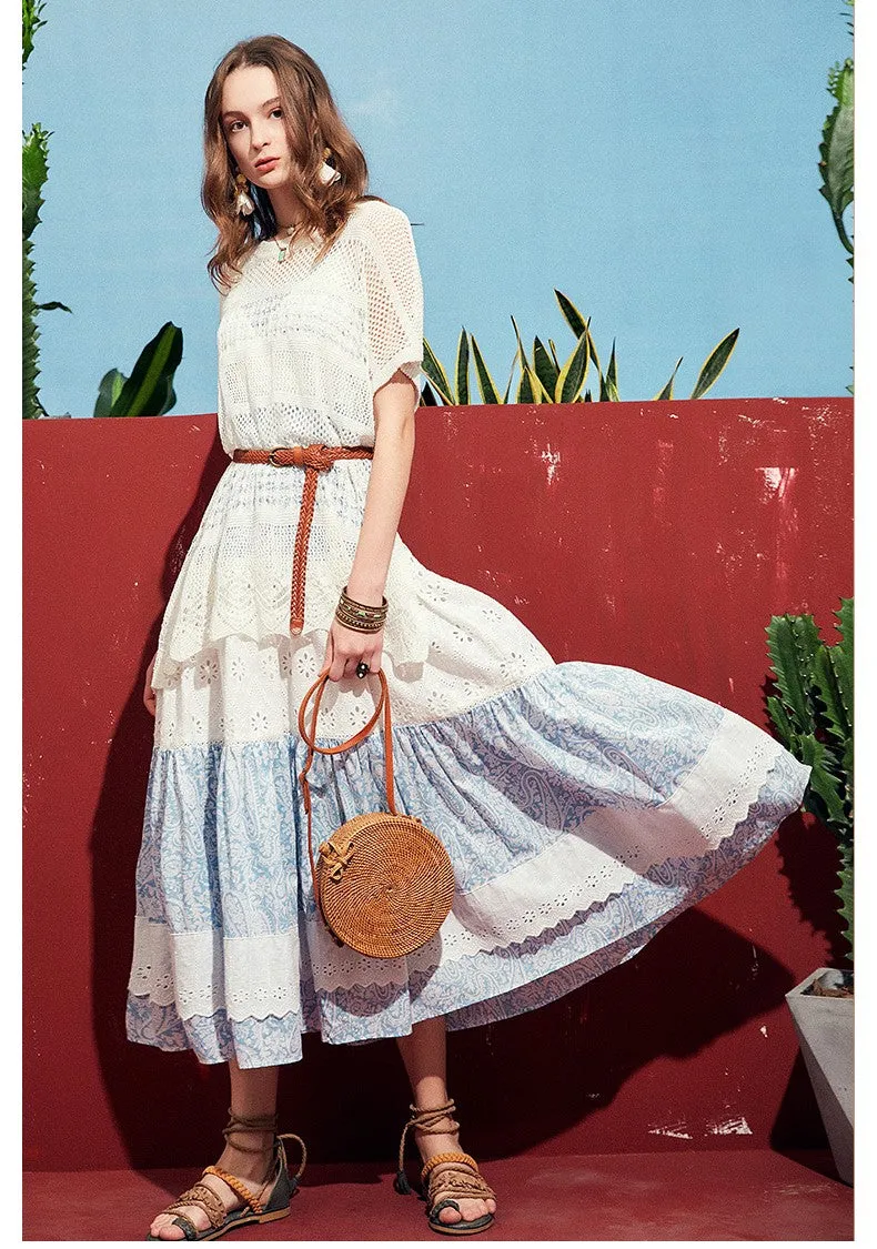 ARTKA SLIP MAXI DRESS WITH LACE RUFFLE DETAIL