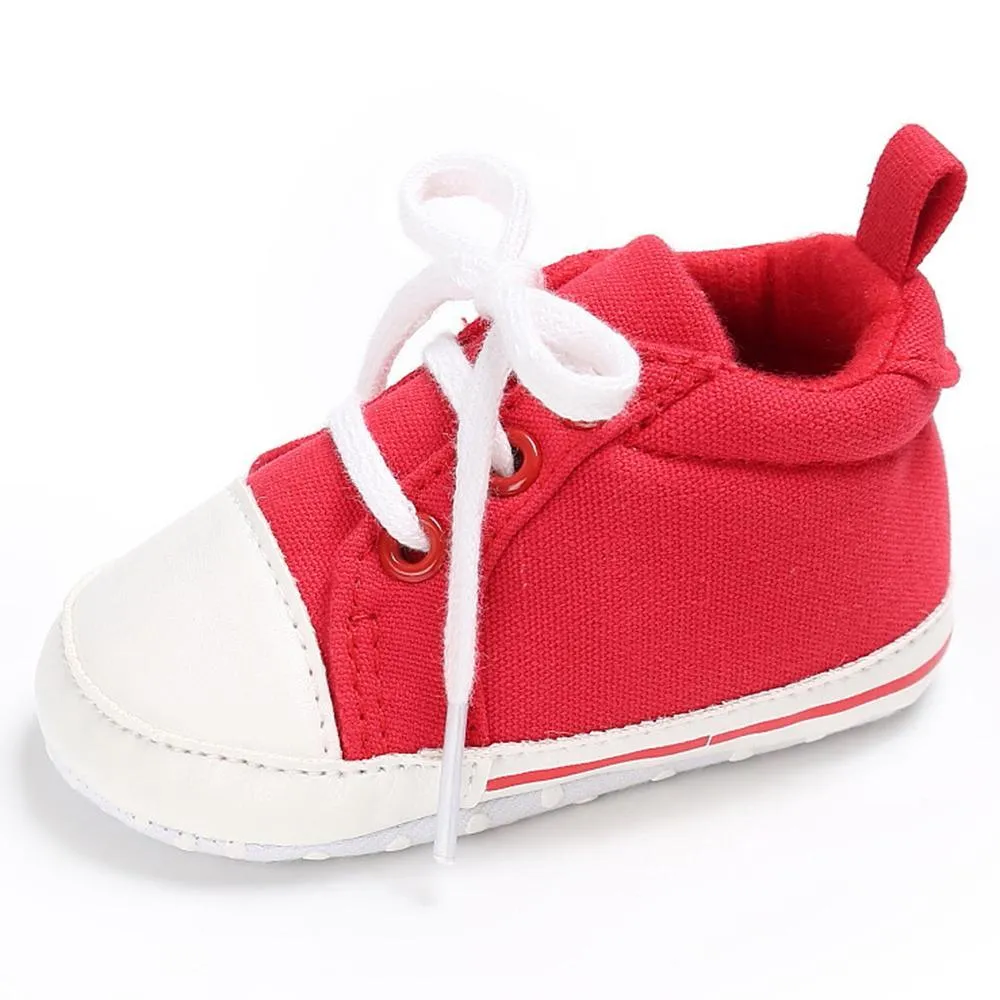 Baby Unisex Canvas Lace Up Solid Sneakers Wholesale
