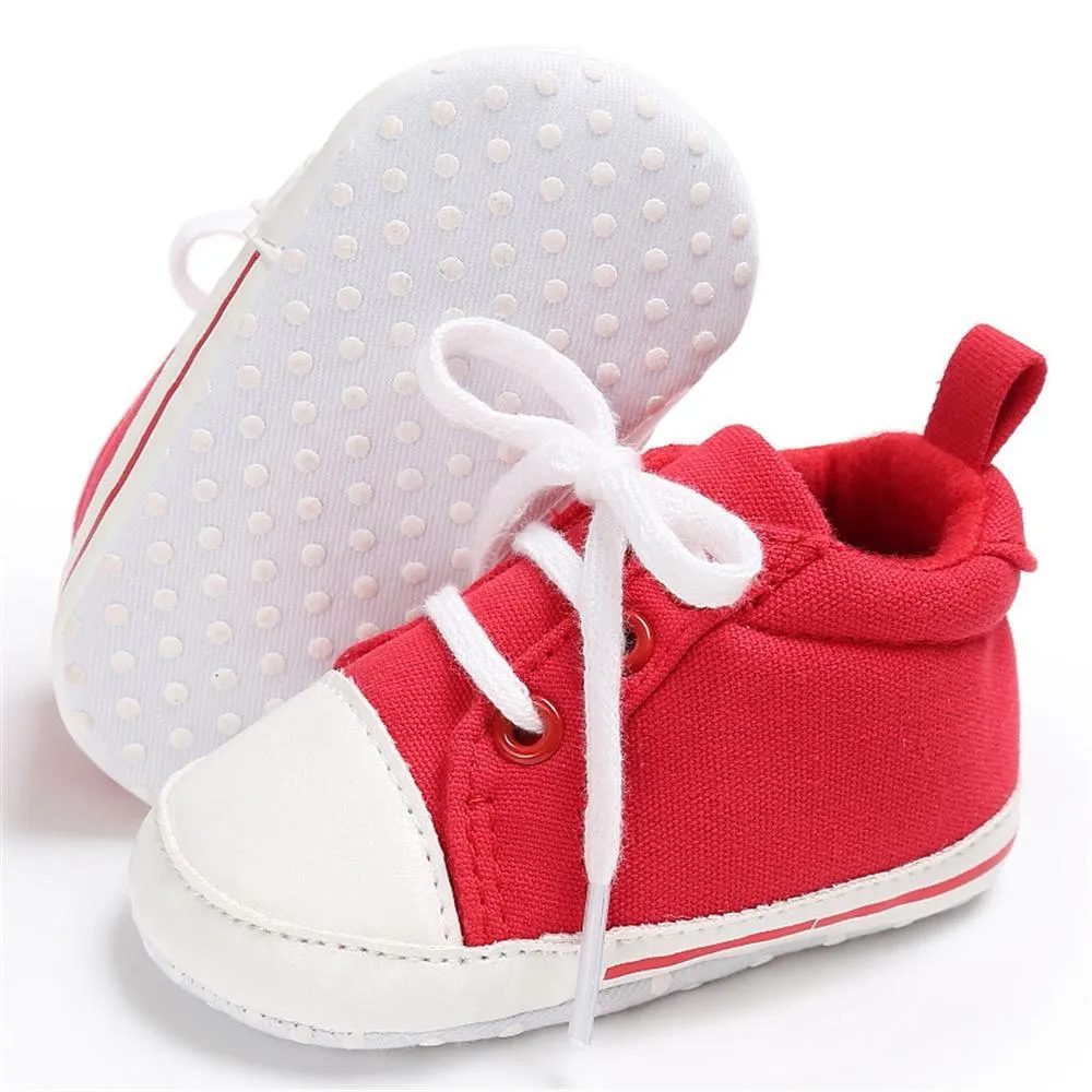 Baby Unisex Canvas Lace Up Solid Sneakers Wholesale