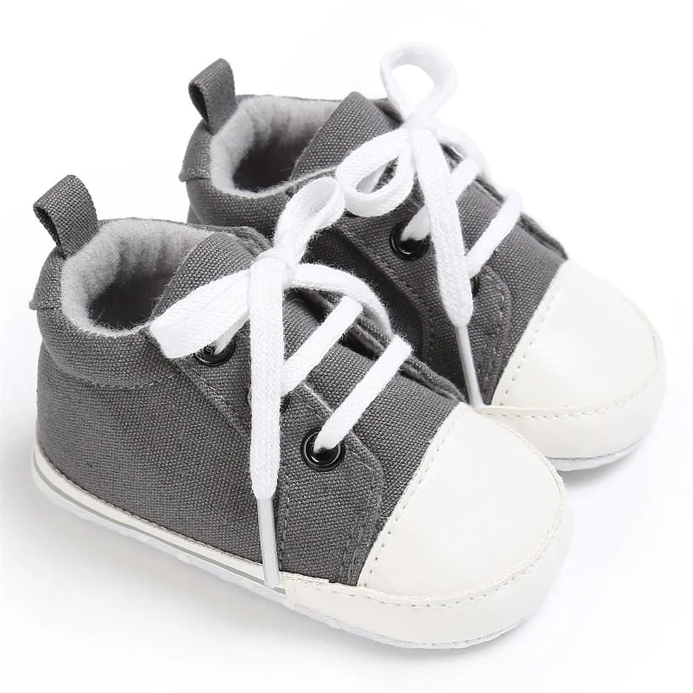 Baby Unisex Canvas Lace Up Solid Sneakers Wholesale