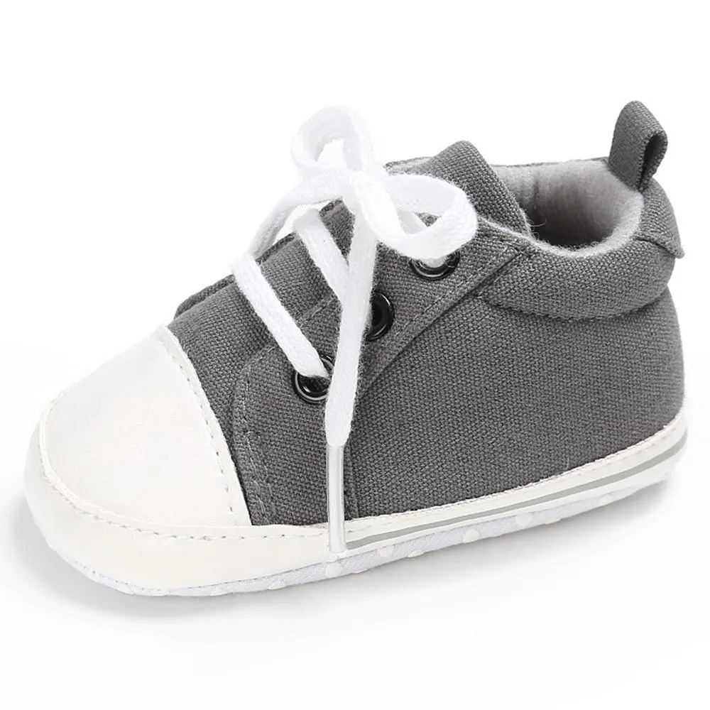 Baby Unisex Canvas Lace Up Solid Sneakers Wholesale