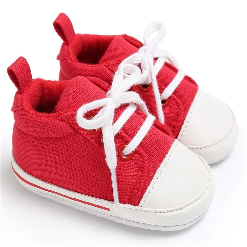 Baby Unisex Canvas Lace Up Solid Sneakers Wholesale