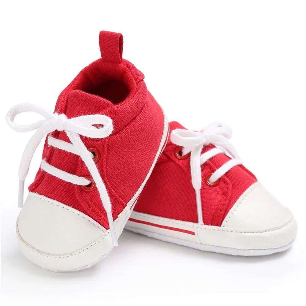 Baby Unisex Canvas Lace Up Solid Sneakers Wholesale