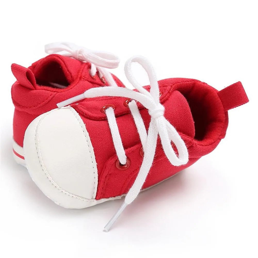Baby Unisex Canvas Lace Up Solid Sneakers Wholesale