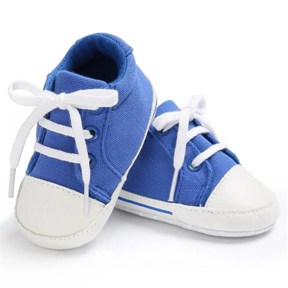 Baby Unisex Canvas Lace Up Solid Sneakers Wholesale