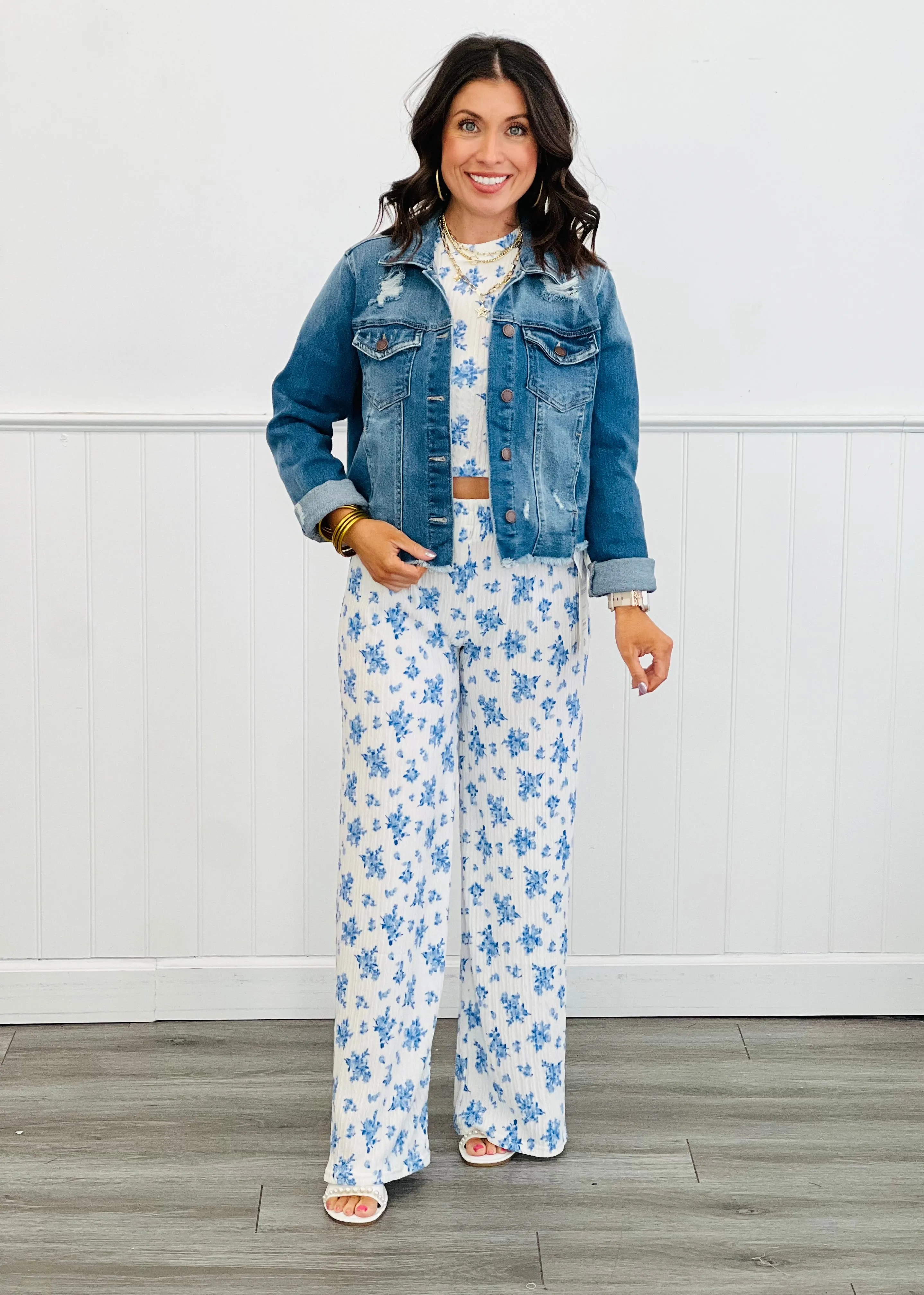Blue Floral Top & Pants Set (Reg.)