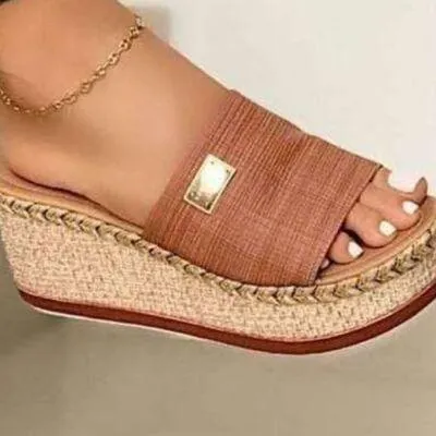 Braided Detail Womens Open Toe Wedge Sandals