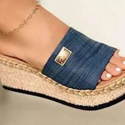 Braided Detail Womens Open Toe Wedge Sandals