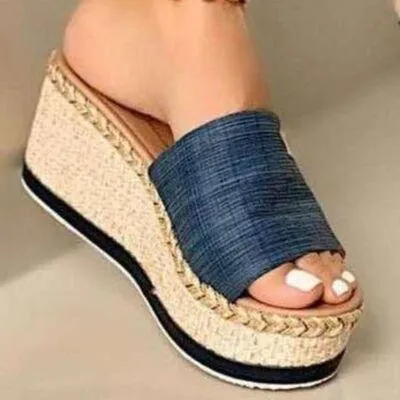 Braided Detail Womens Open Toe Wedge Sandals