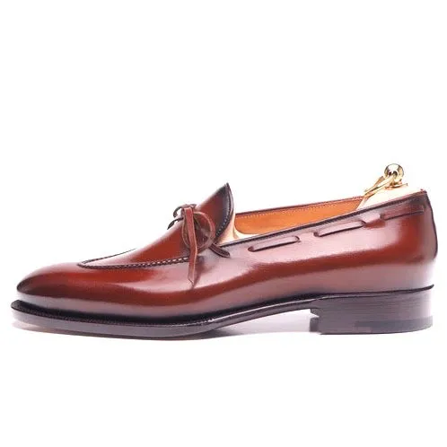 Brown Patina Calf String Loafers