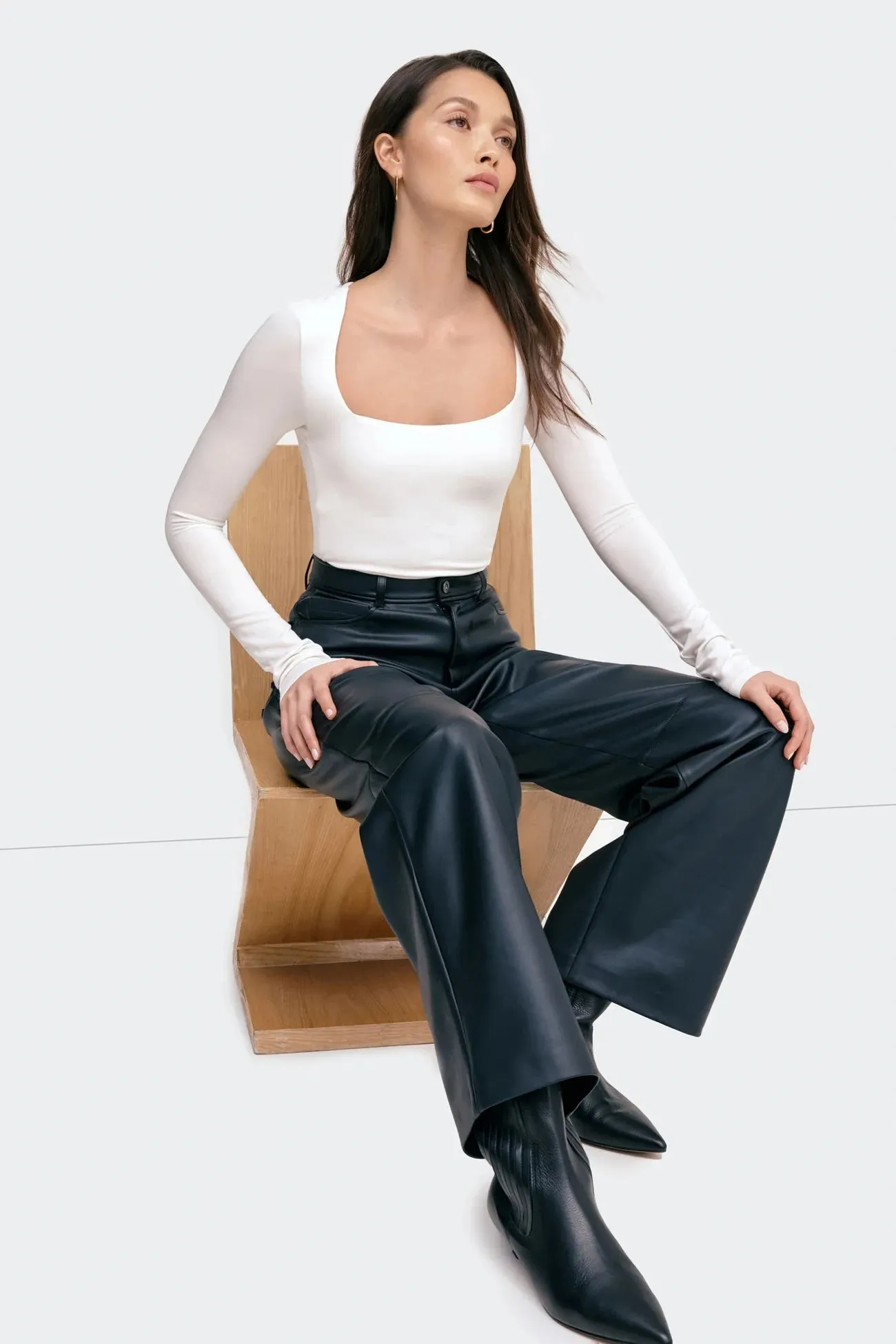 Chic Square Neck Long Sleeve Top