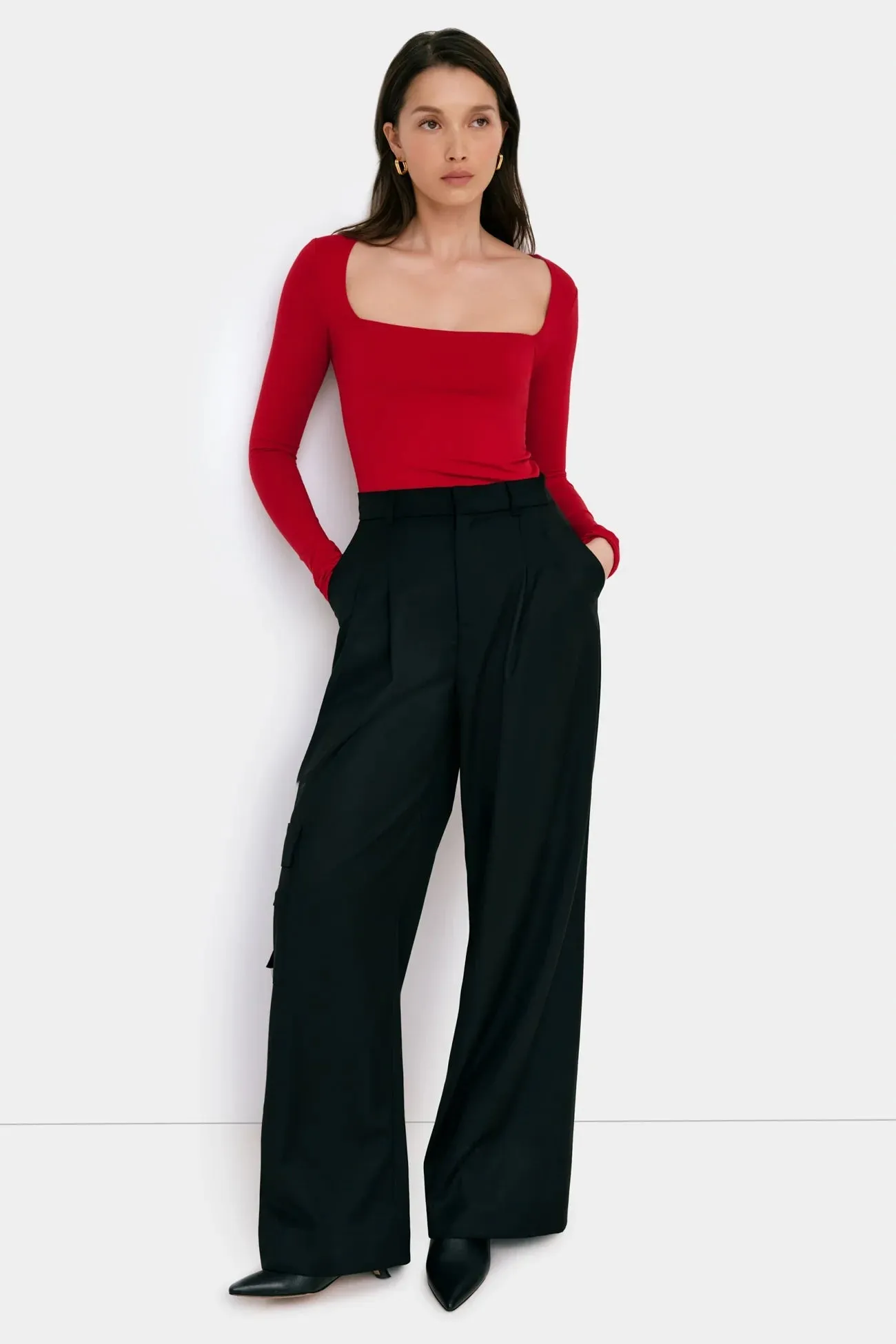 Chic Square Neck Long Sleeve Top