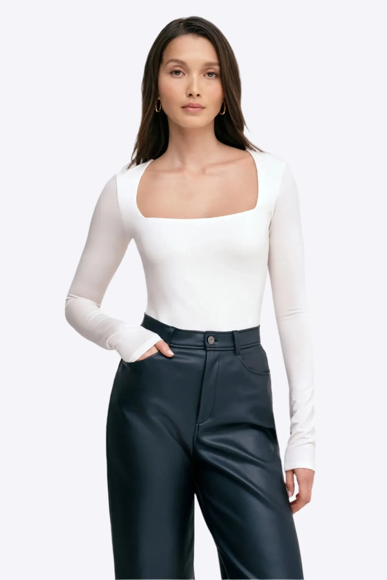 Chic Square Neck Long Sleeve Top
