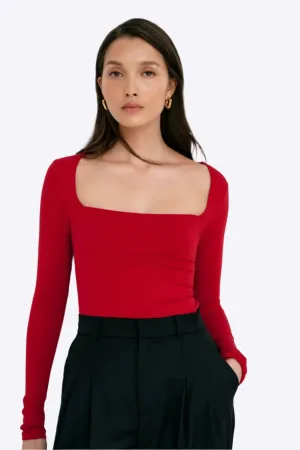 Chic Square Neck Long Sleeve Top