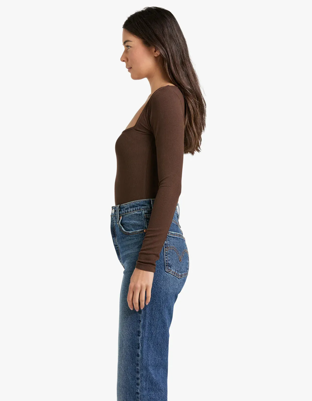 Chic Square Neck Long Sleeve Top