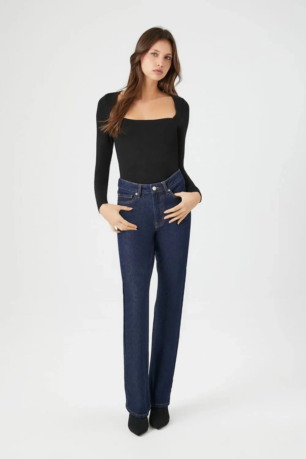 Chic Square Neck Long Sleeve Top