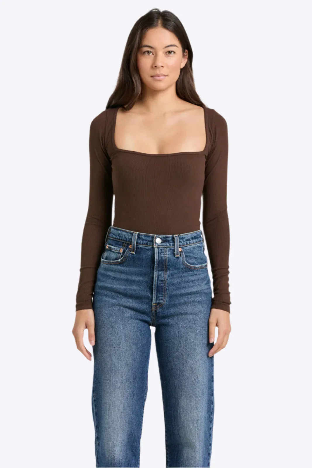 Chic Square Neck Long Sleeve Top