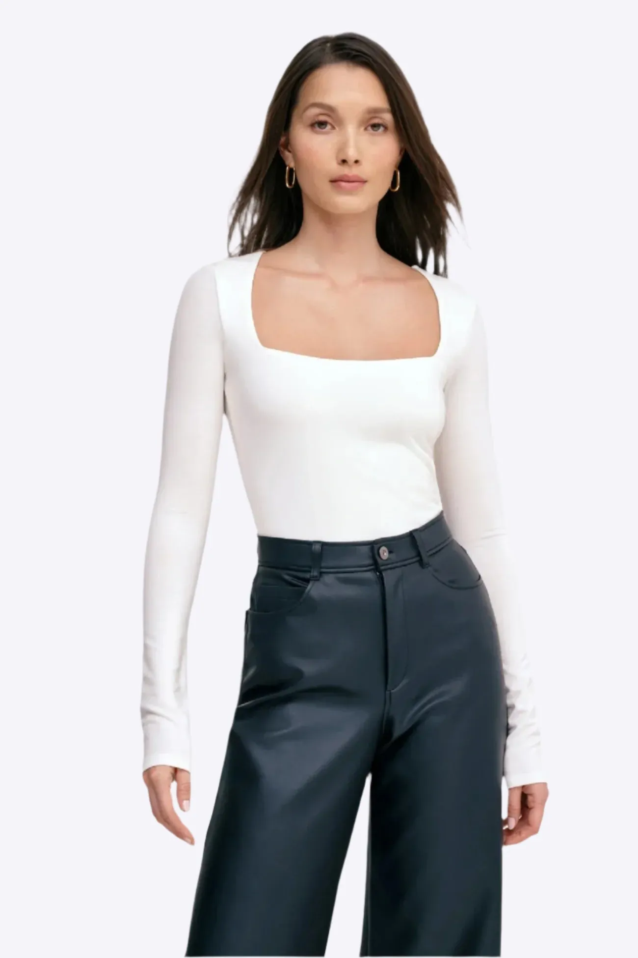 Chic Square Neck Long Sleeve Top