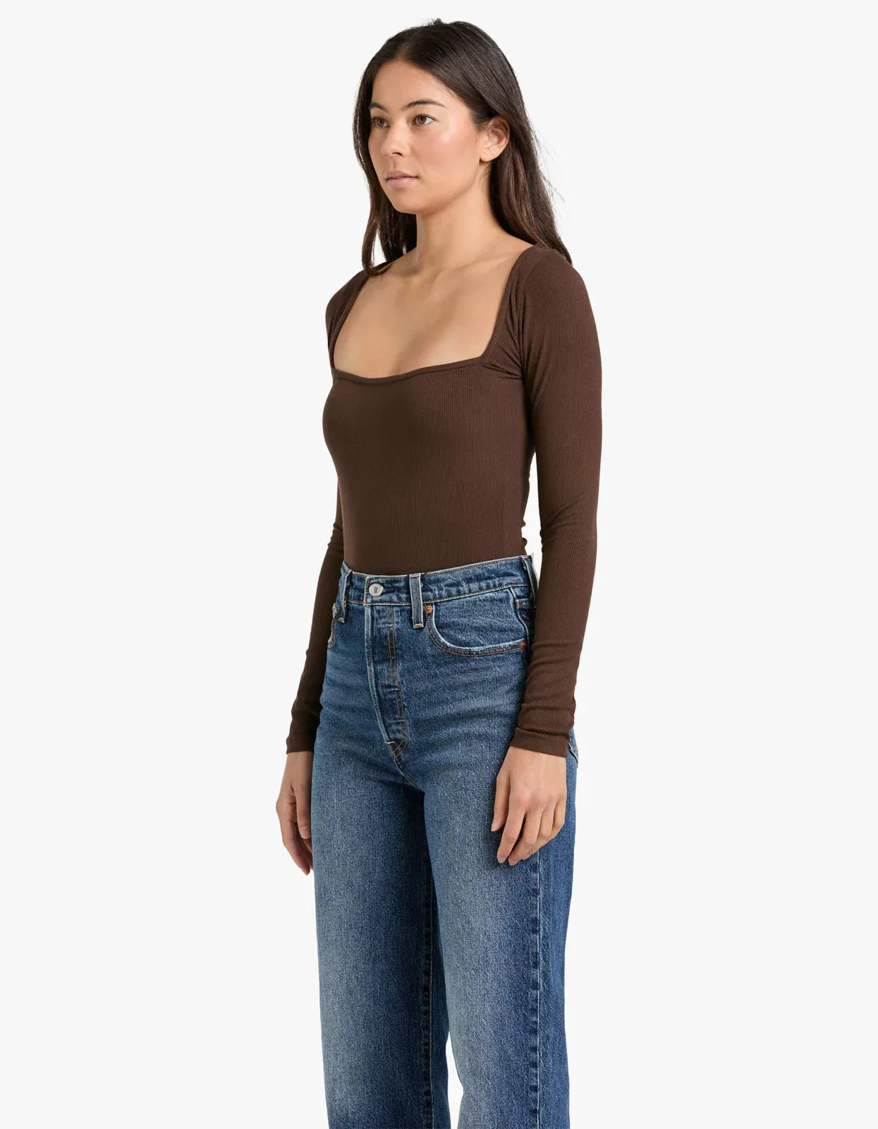 Chic Square Neck Long Sleeve Top