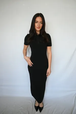 Classic Ribbed Polo Midi Dress