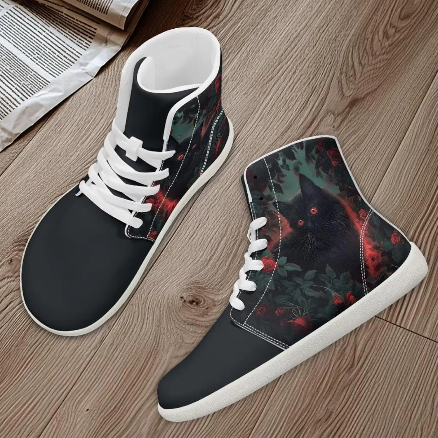 Coloranimal Barefoot Shoes Women High Top Sneakers Womens Athletic Shoes Walking Shoes Lace Up Fashion Sneakers Wide Toe Box Shoes