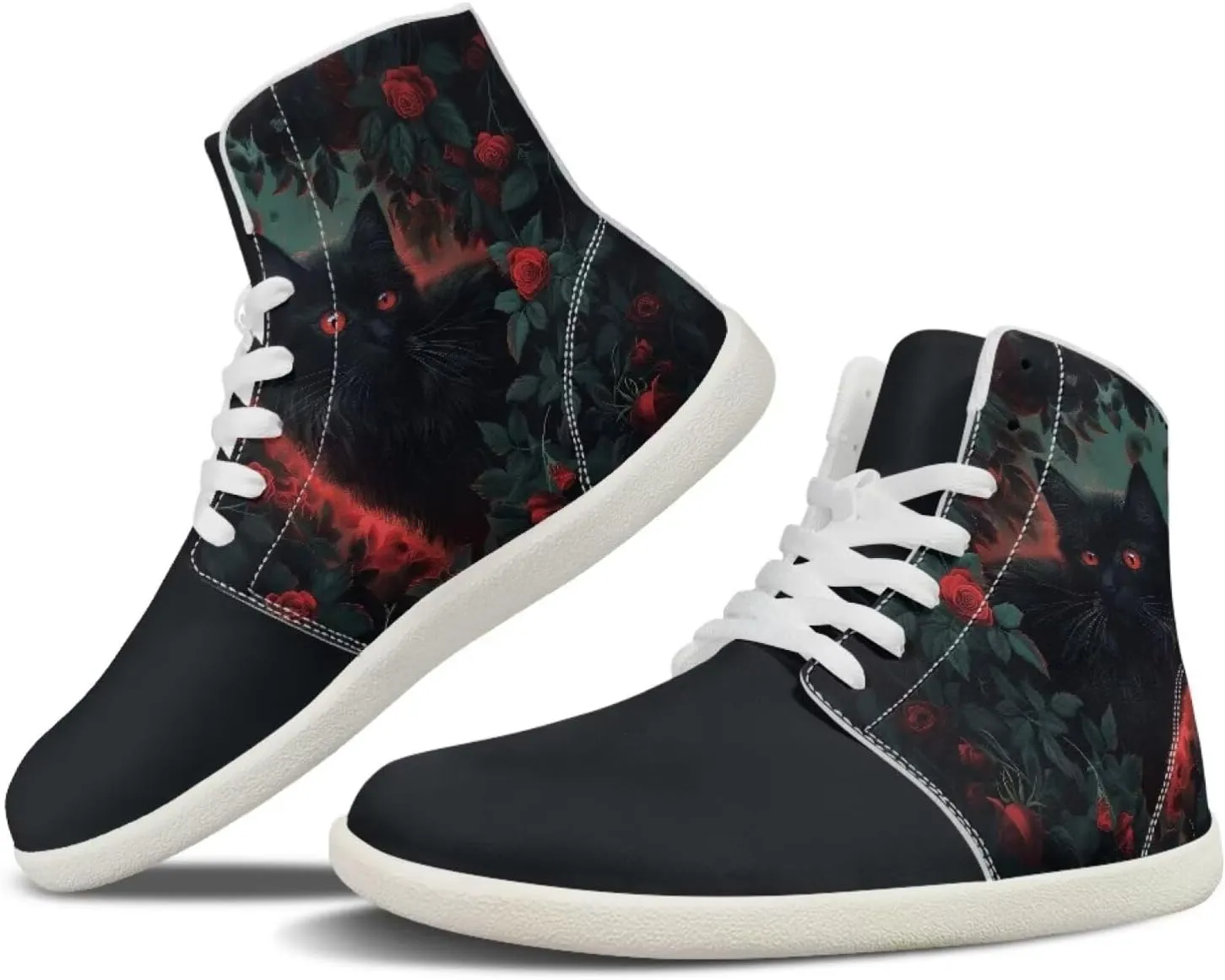 Coloranimal Barefoot Shoes Women High Top Sneakers Womens Athletic Shoes Walking Shoes Lace Up Fashion Sneakers Wide Toe Box Shoes
