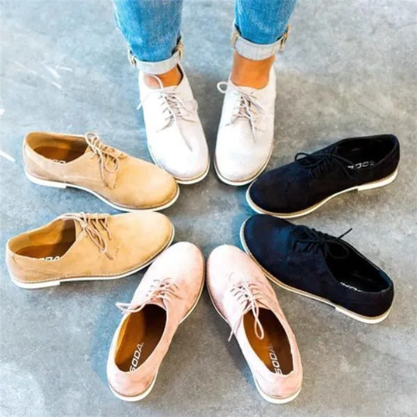 Comfort Low Heel Oxford Shoes Lace-up Daily Loafers