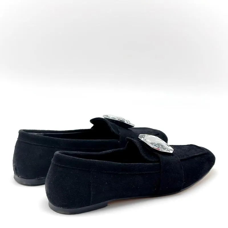 Crystal Stone Suede Women's Loafers