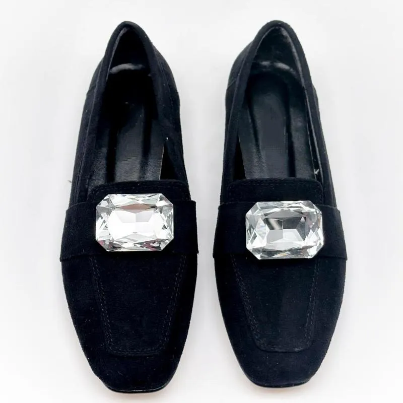 Crystal Stone Suede Women's Loafers