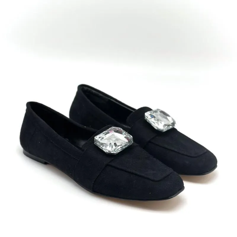 Crystal Stone Suede Women's Loafers