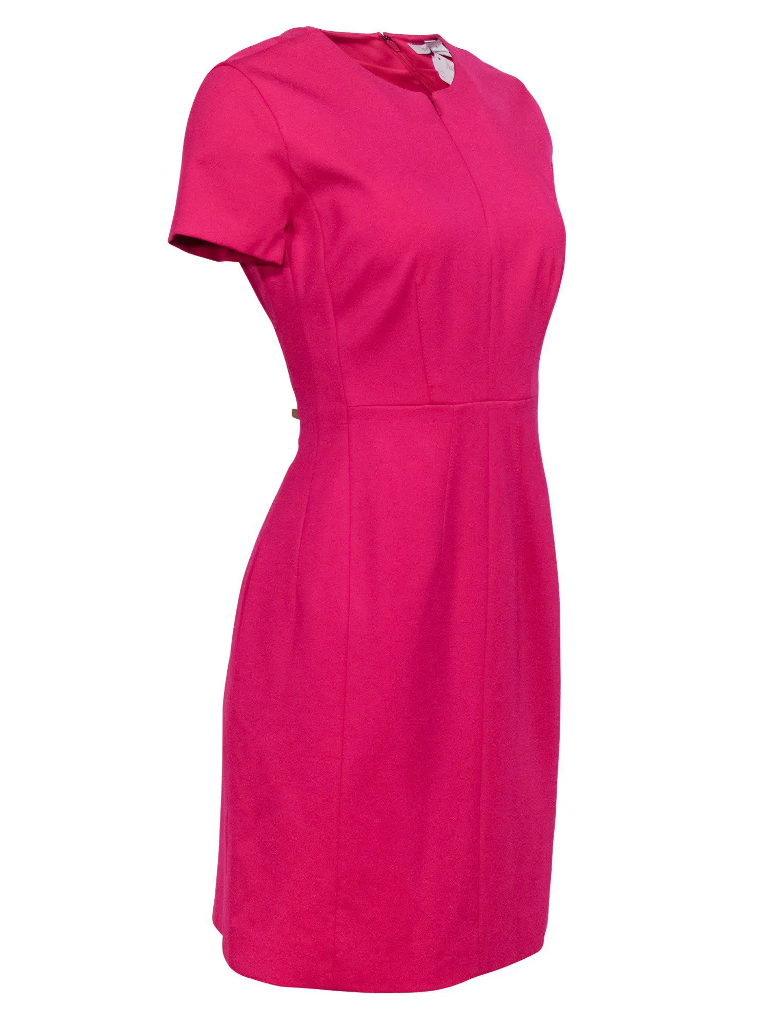 Diane von Furstenberg - Hot Pink Short Sleeve Sheath Dress Sz 8
