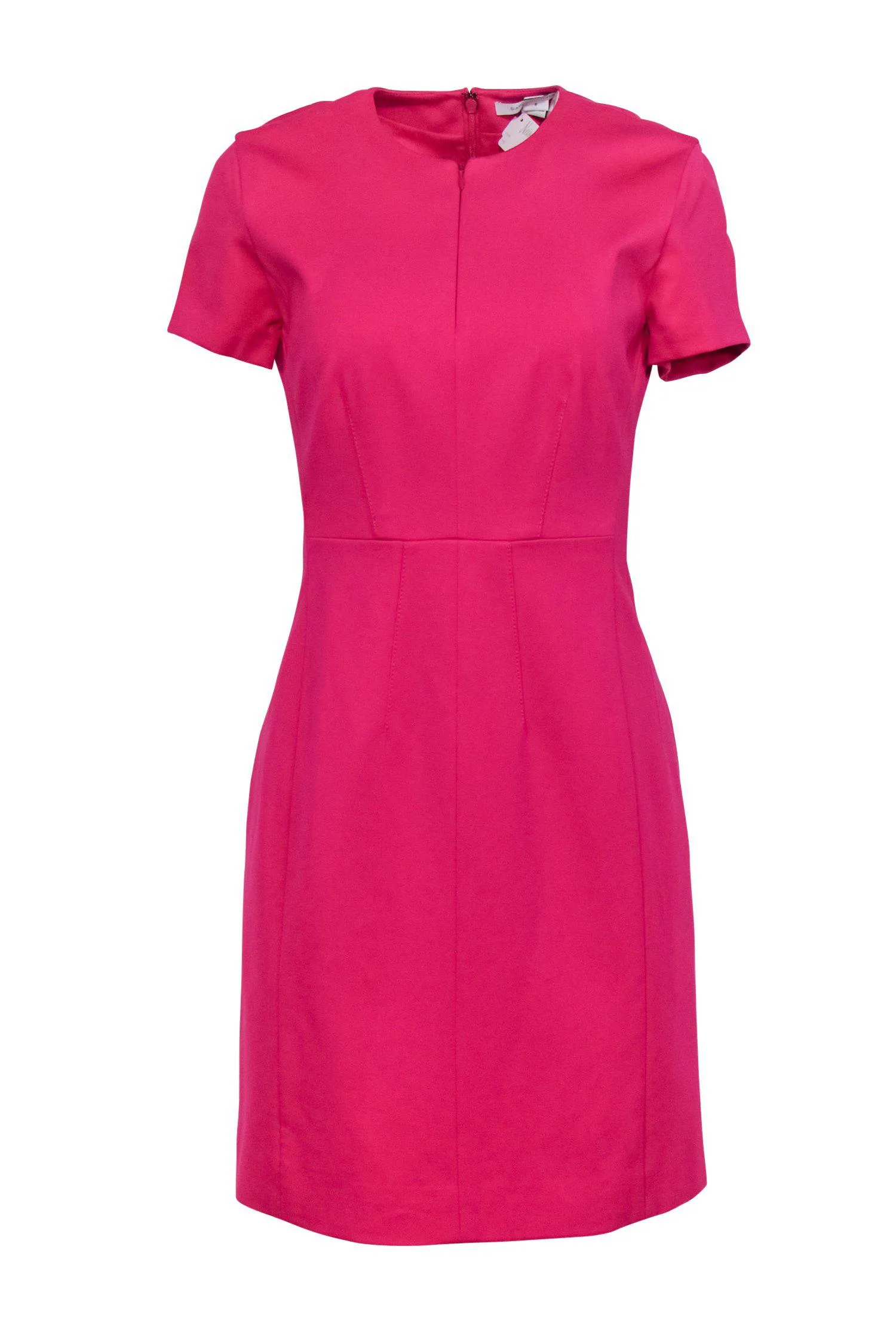 Diane von Furstenberg - Hot Pink Short Sleeve Sheath Dress Sz 8
