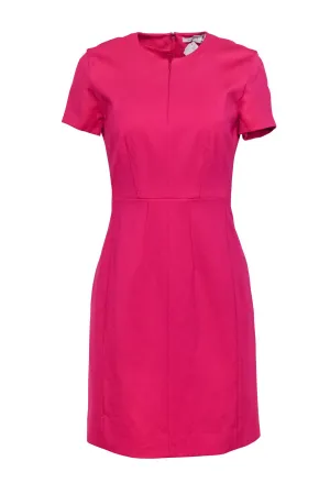 Diane von Furstenberg - Hot Pink Short Sleeve Sheath Dress Sz 8