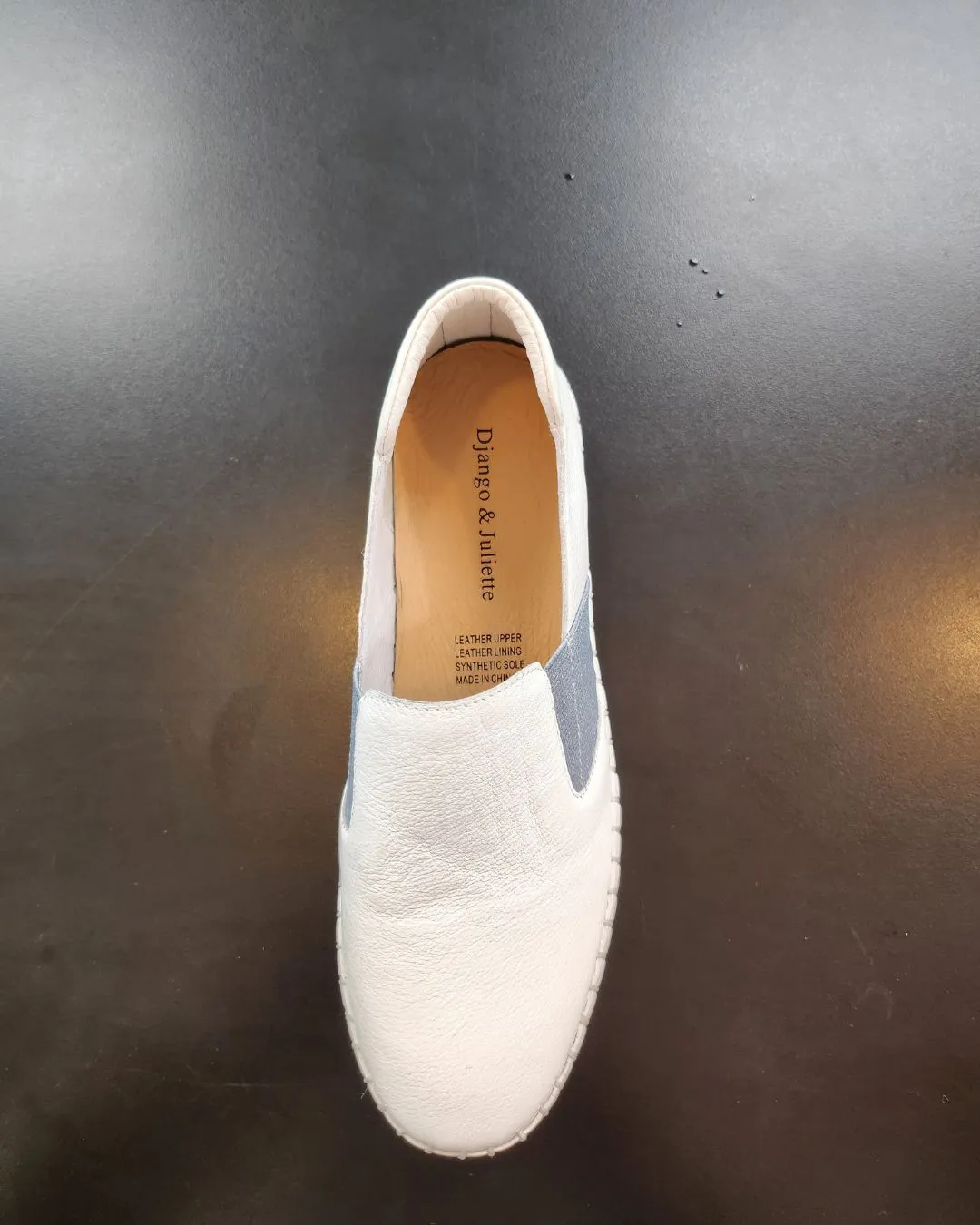Django & juliette Becca Leather Sneaker - White/Denim