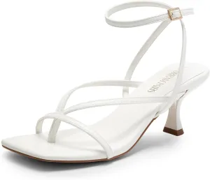 DREAM PAIRS Women's kitten Low Strappy Lace Up Heels Open Square Toe Thong Ankle Strap Heels Sexy Fashion Comfort Dress Shoes Party Sylvestra Pumps Heeled Sandals