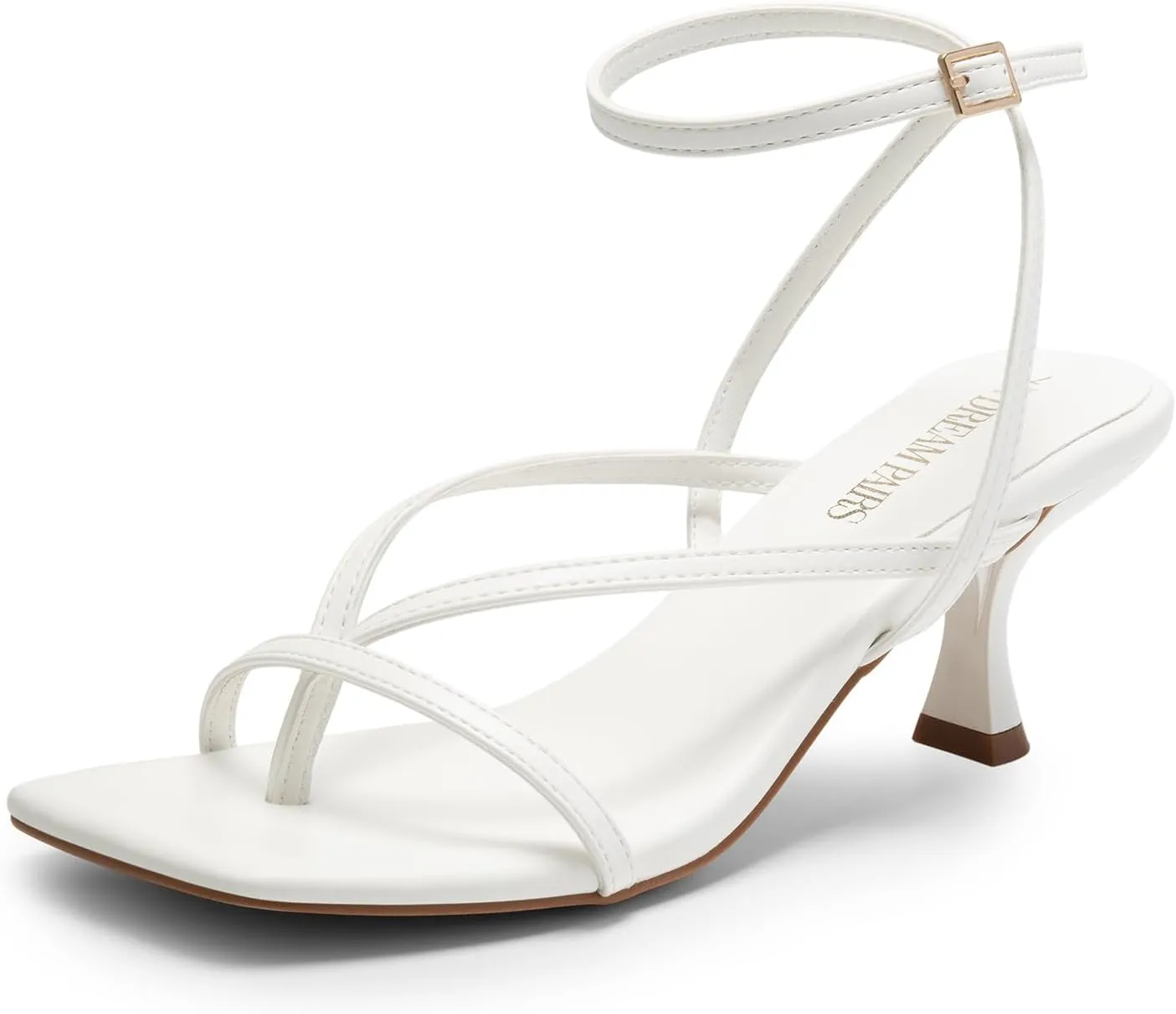 DREAM PAIRS Women's kitten Low Strappy Lace Up Heels Open Square Toe Thong Ankle Strap Heels Sexy Fashion Comfort Dress Shoes Party Sylvestra Pumps Heeled Sandals
