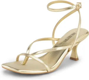 DREAM PAIRS Women's kitten Low Strappy Lace Up Heels Open Square Toe Thong Ankle Strap Heels Sexy Fashion Comfort Dress Shoes Party Sylvestra Pumps Heeled Sandals