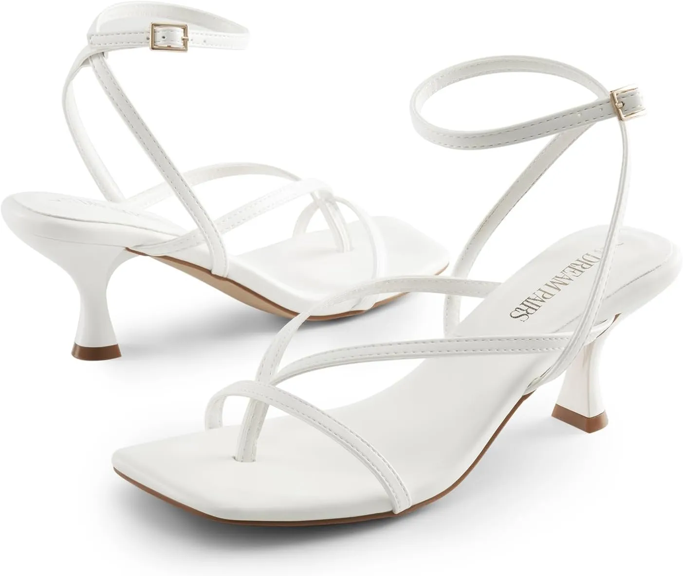 DREAM PAIRS Women's kitten Low Strappy Lace Up Heels Open Square Toe Thong Ankle Strap Heels Sexy Fashion Comfort Dress Shoes Party Sylvestra Pumps Heeled Sandals