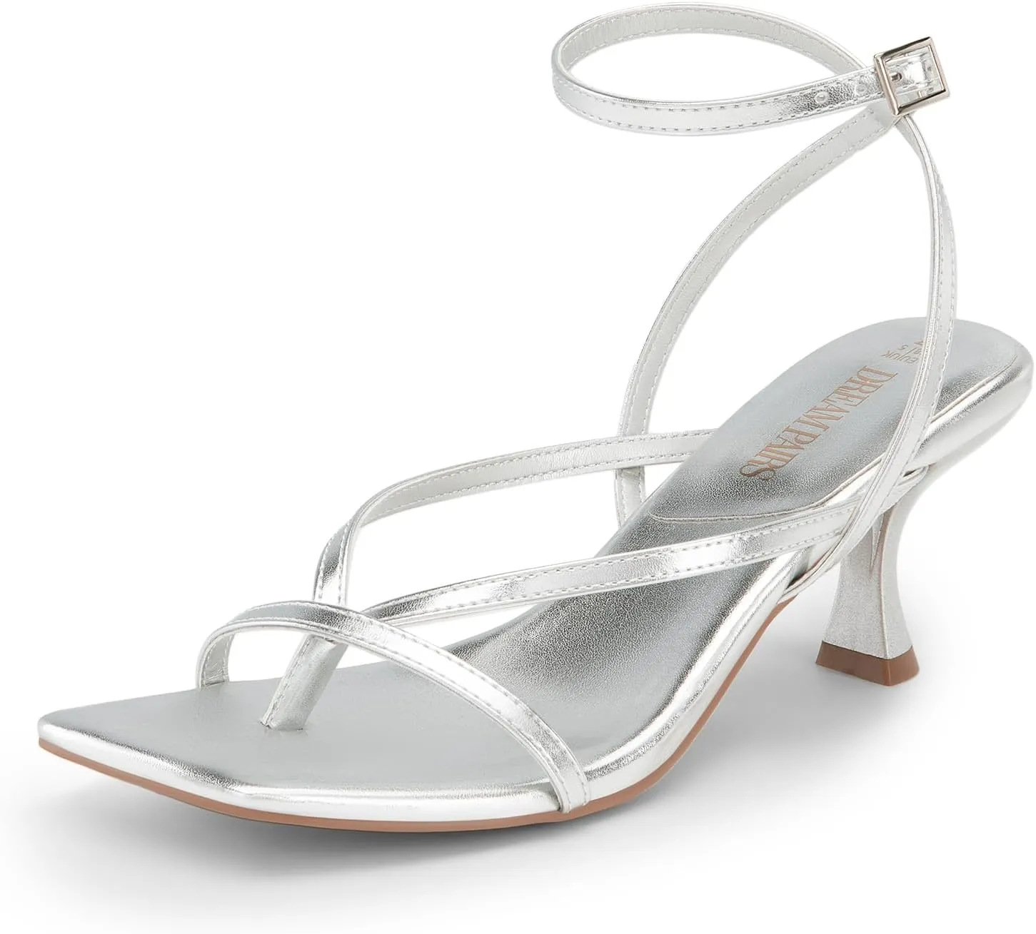 DREAM PAIRS Women's kitten Low Strappy Lace Up Heels Open Square Toe Thong Ankle Strap Heels Sexy Fashion Comfort Dress Shoes Party Sylvestra Pumps Heeled Sandals
