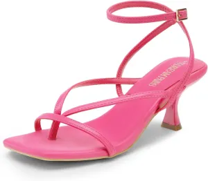 DREAM PAIRS Women's kitten Low Strappy Lace Up Heels Open Square Toe Thong Ankle Strap Heels Sexy Fashion Comfort Dress Shoes Party Sylvestra Pumps Heeled Sandals