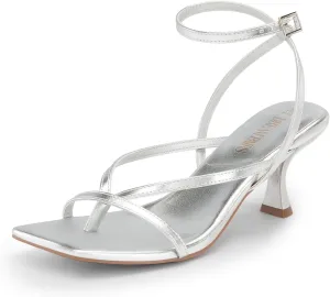 DREAM PAIRS Women's kitten Low Strappy Lace Up Heels Open Square Toe Thong Ankle Strap Heels Sexy Fashion Comfort Dress Shoes Party Sylvestra Pumps Heeled Sandals
