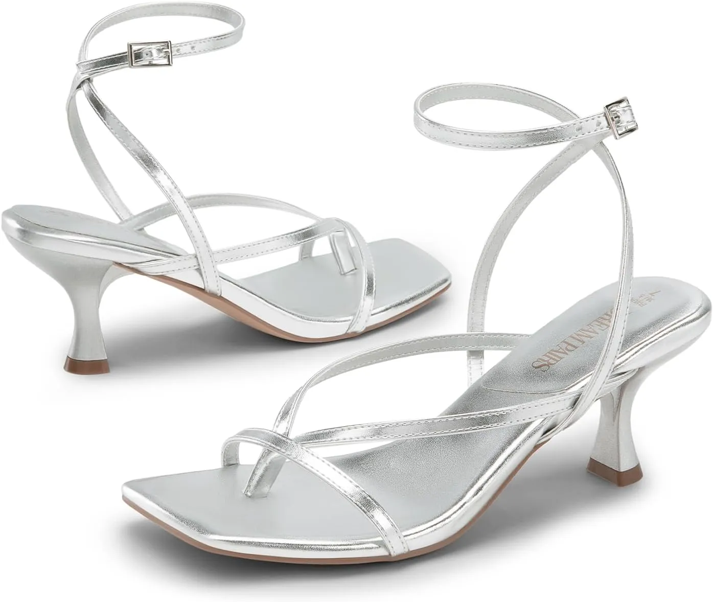 DREAM PAIRS Women's kitten Low Strappy Lace Up Heels Open Square Toe Thong Ankle Strap Heels Sexy Fashion Comfort Dress Shoes Party Sylvestra Pumps Heeled Sandals